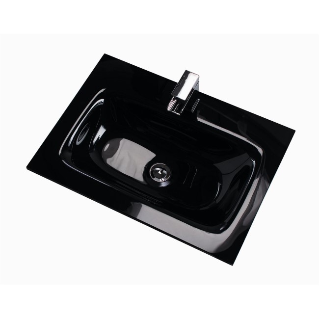 Moderno Black Glass Vanity Unit Sink - 600mm Wide