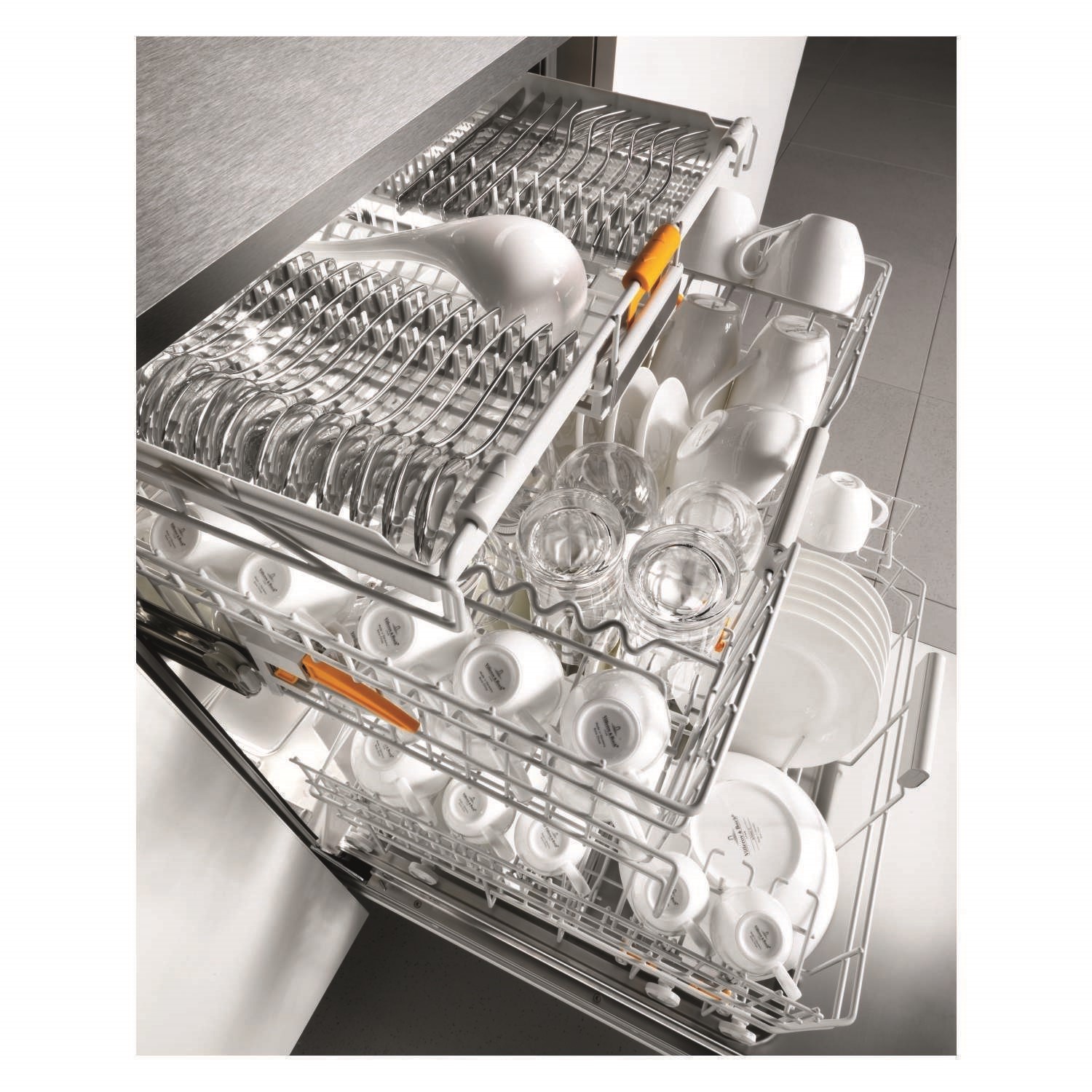 miele integrated dishwasher with cutlery tray