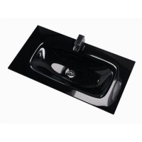 Moderno Black Glass Vanity Unit Sink - 800mm Wide