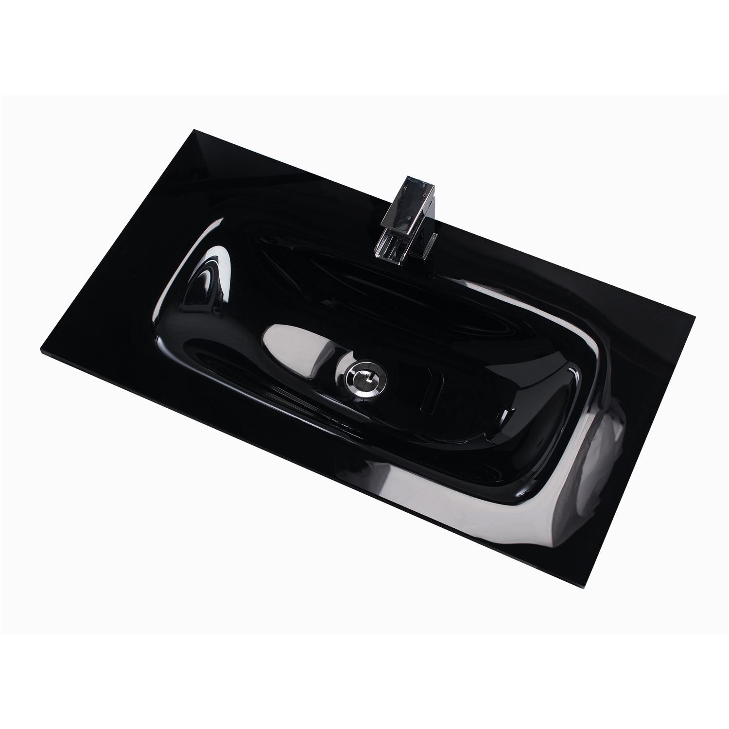 Moderno Black Glass Vanity Unit Sink 800mm Wide