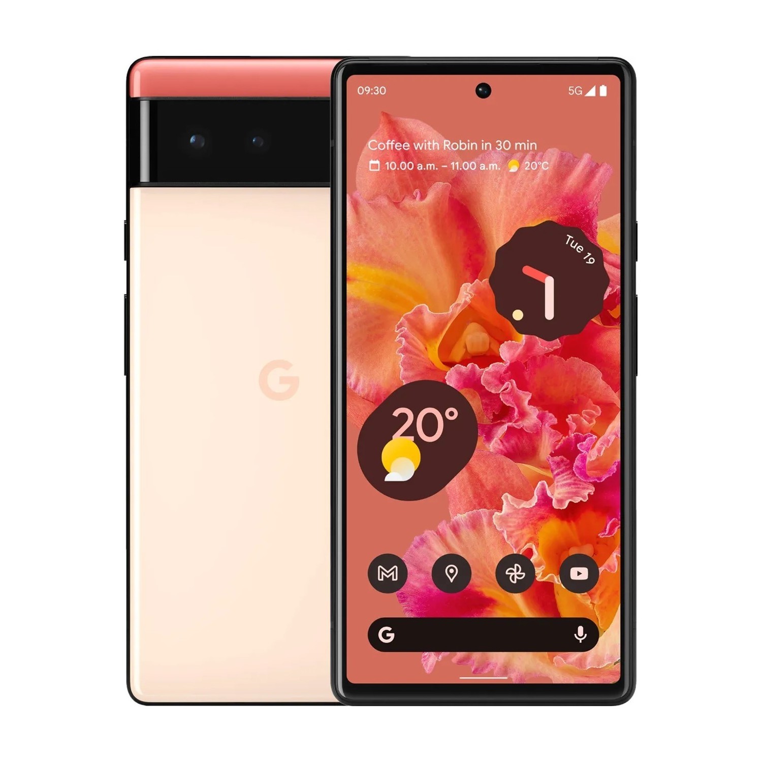 Refurbished Google Pixel 6 128GB 5G SIM Free Smartphone - Kinda Coral