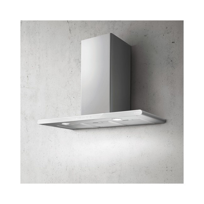 Elica GALAXY-LED-WH 80cm Chimney Cooker Hood - White Glass/Stainless Steel