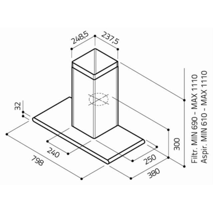 Elica GALAXY-80-SS-WH GALAXYSSWH80 Galaxy 80cm Chimney Cooker Hood Stainless Steel and White Glass