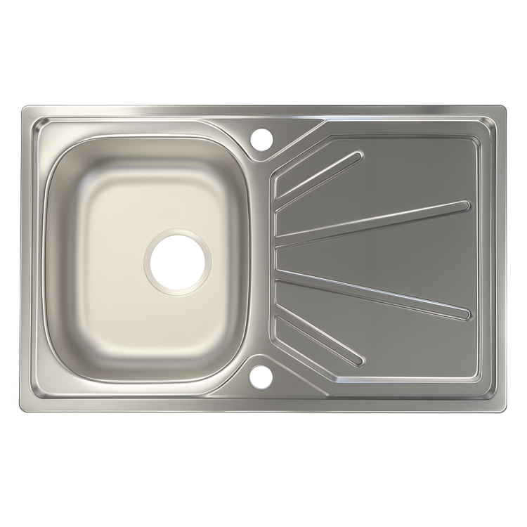 Single Bowl Inset Chrome Stainless Steel Kitchen Sink with Reversible Drainer - Essence