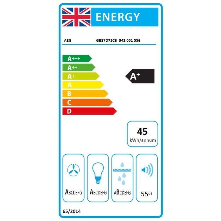 AEG 8000 Series 70cm Chimney Cooker Hood - Black