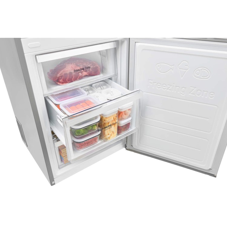GRADE A1 - LG GBB59PZFZB 1.9m Tall A++ Freestanding Fridge Freezer Shiny Steel