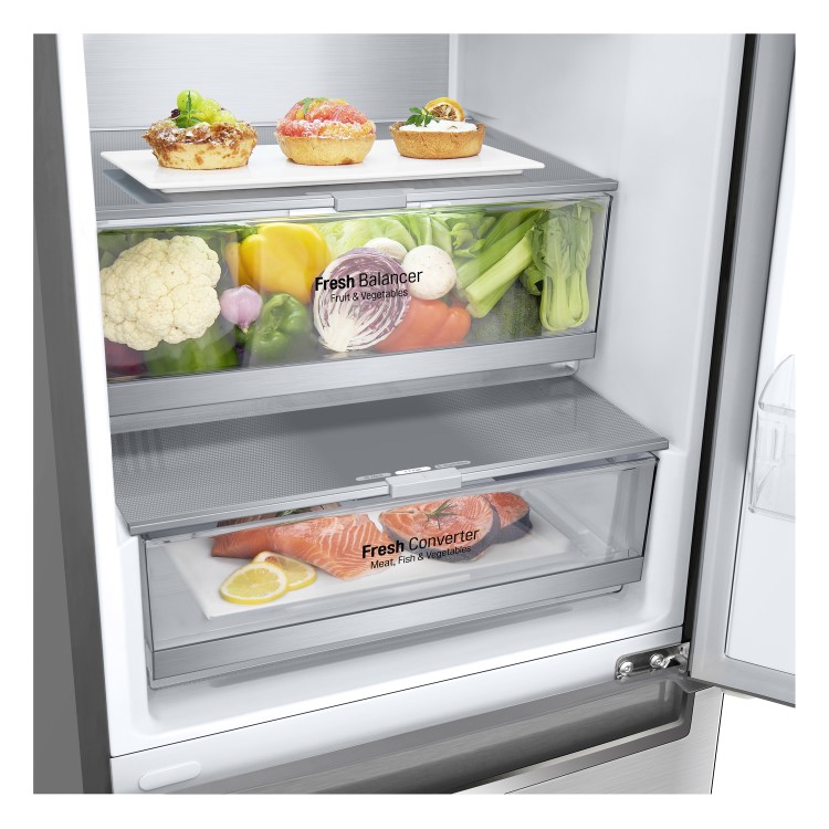LG 384 Litre 70/30 Freestanding Fridge Freezer - Stainless Steel