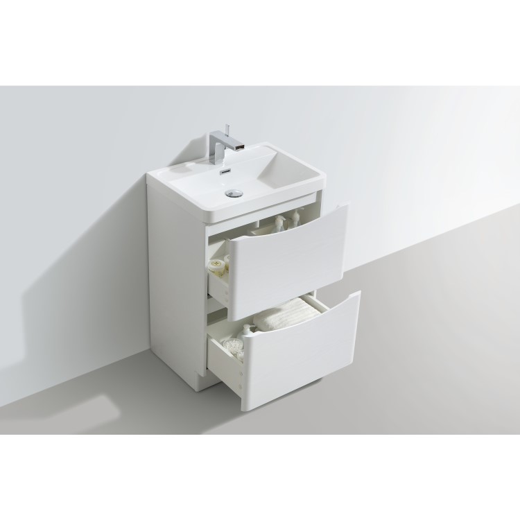 White Free Standing Bathroom Vanity Unit & Basin - W600mm