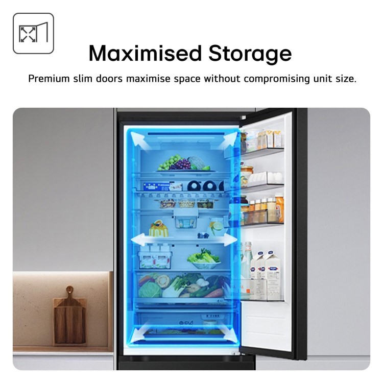LG Fit & Max 332L 60/40 Freestanding Fridge Freezer - Black