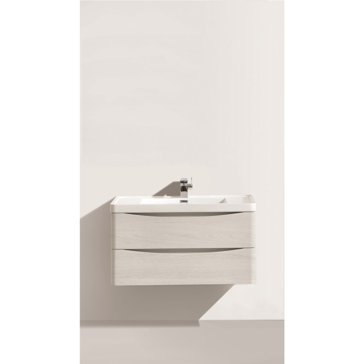 White Wall Hung Bathroom Vanity Unit & Basin - 900mm Wide