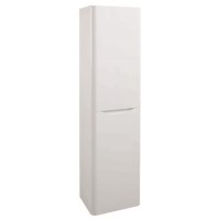 White Wall Hung Tall Bathroom Storage Cabinet - W400 x H1500mm - Oakland