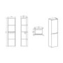 White Wall Hung Tall Bathroom Storage Cabinet - W400 x H1500mm - Oakland