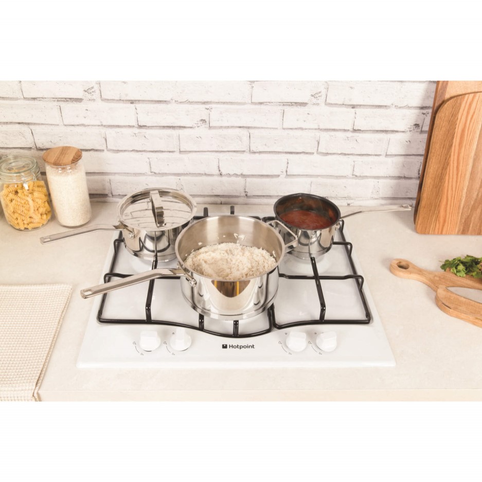 Hotpoint GC640WH Four Burner 60cm Gas Hob White Appliances Direct