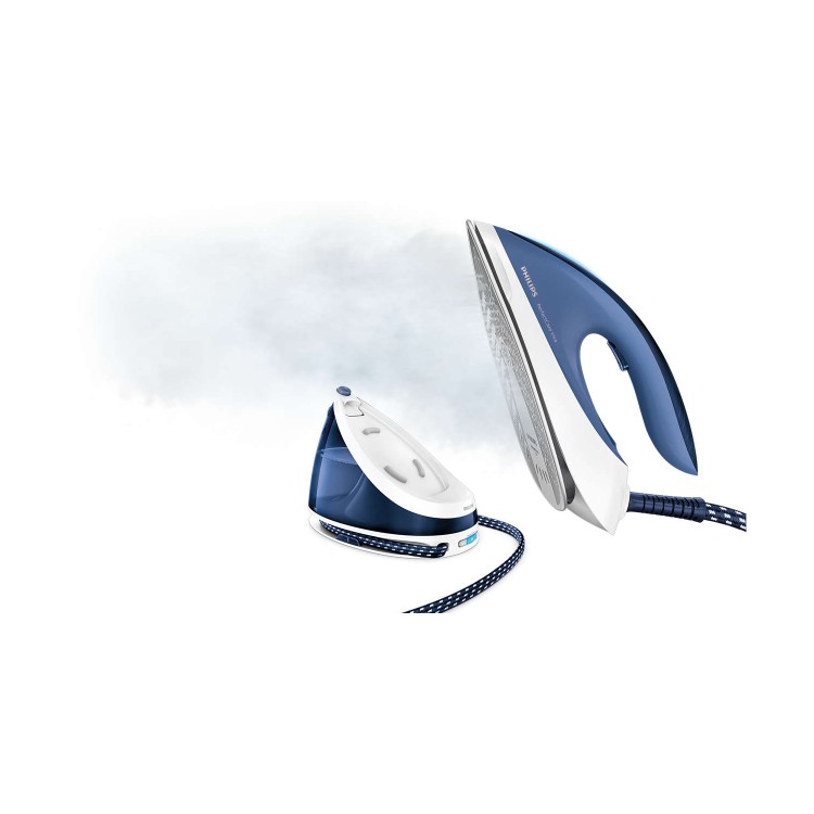 GRADE A2 - Philips GC7057/20 PerfectCare Viva Steam Generator Iron with Free Fabric Shaver - White & Blue