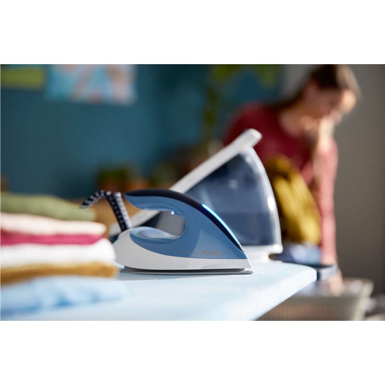 GRADE A2 - Philips GC7057/20 PerfectCare Viva Steam Generator Iron with Free Fabric Shaver - White & Blue