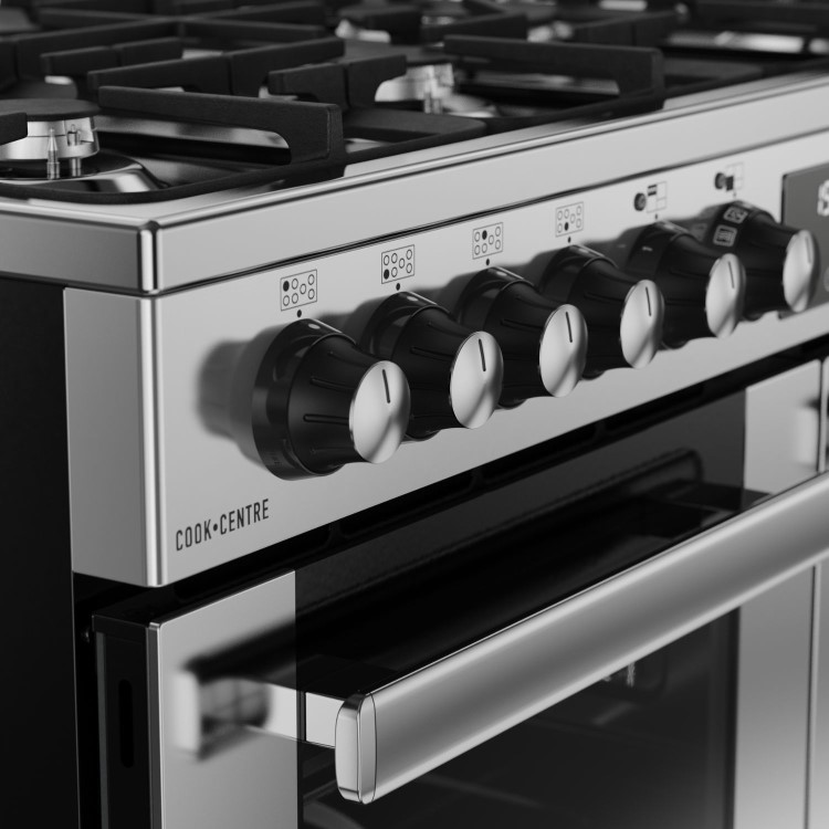 Refurbished Belling Cookcentre 444411800 100cm Dual Fuel Range Cooker Stainless Steel