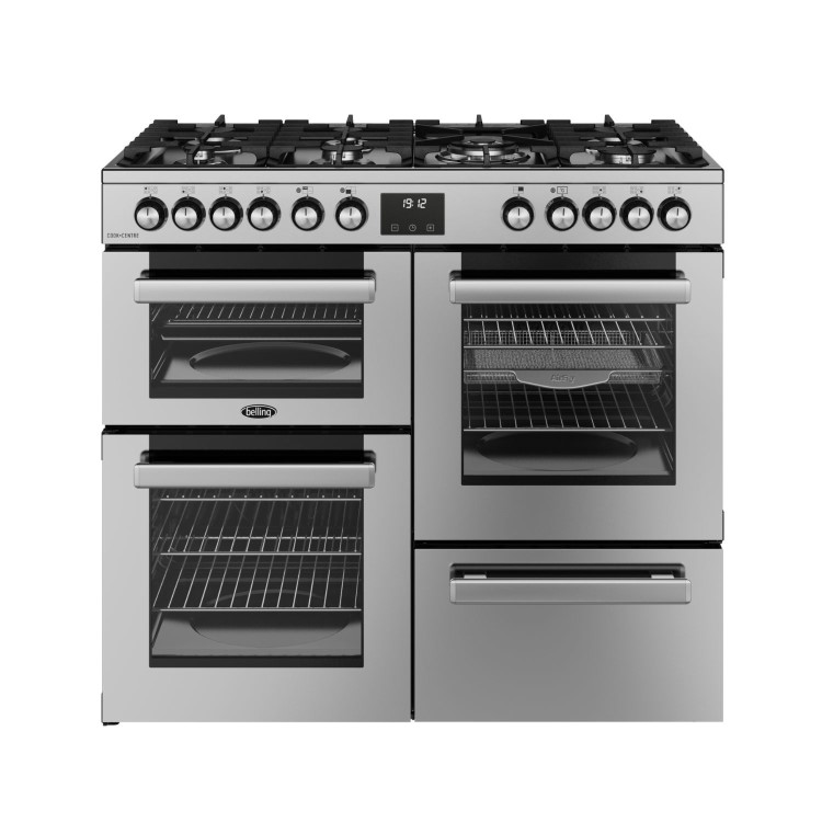 Refurbished Belling Cookcentre 444411800 100cm Dual Fuel Range Cooker Stainless Steel