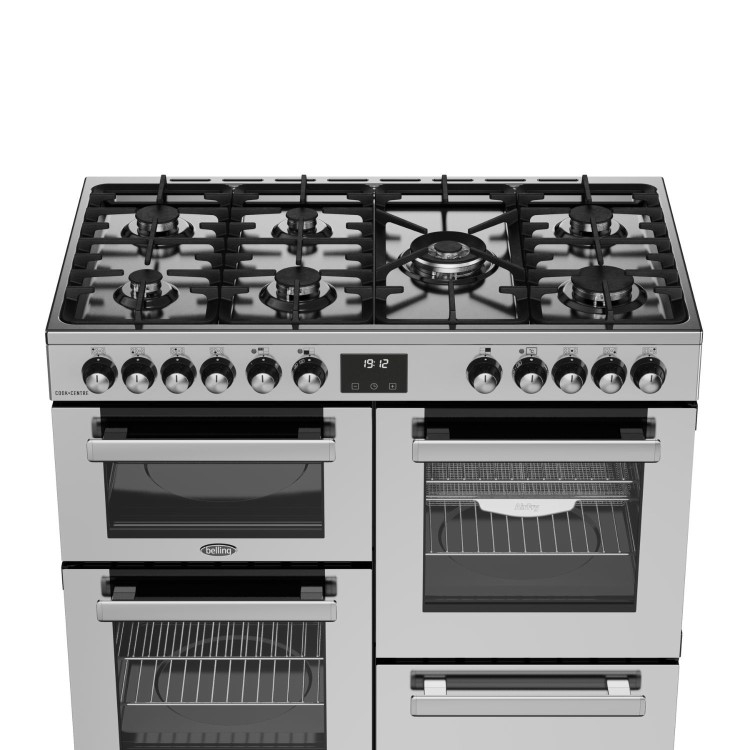Refurbished Belling Cookcentre 444411800 100cm Dual Fuel Range Cooker Stainless Steel