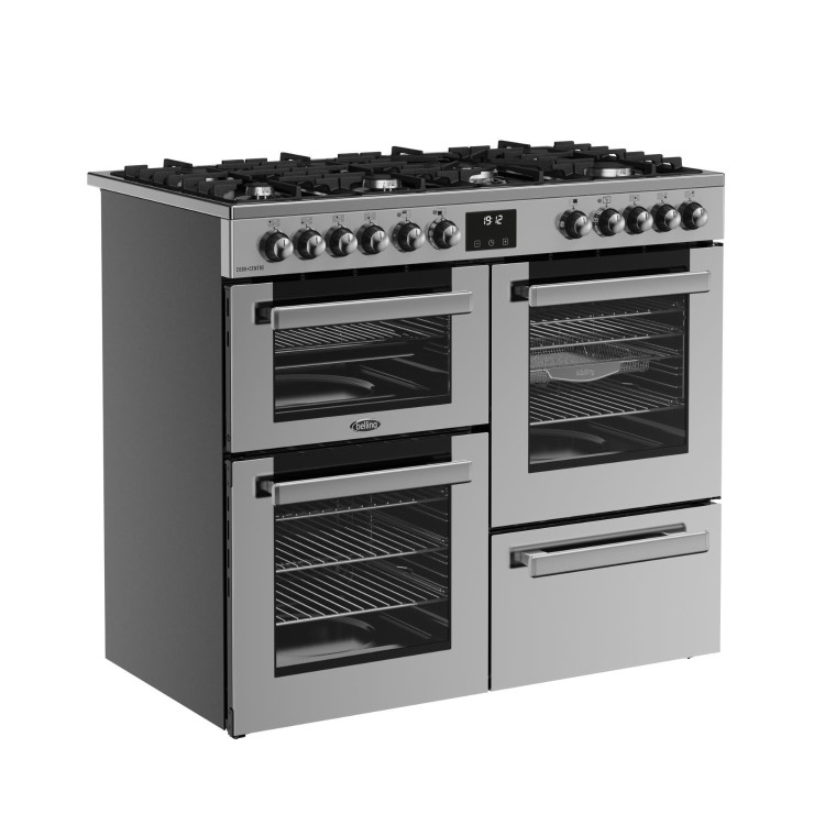 Refurbished Belling Cookcentre 444411800 100cm Dual Fuel Range Cooker Stainless Steel