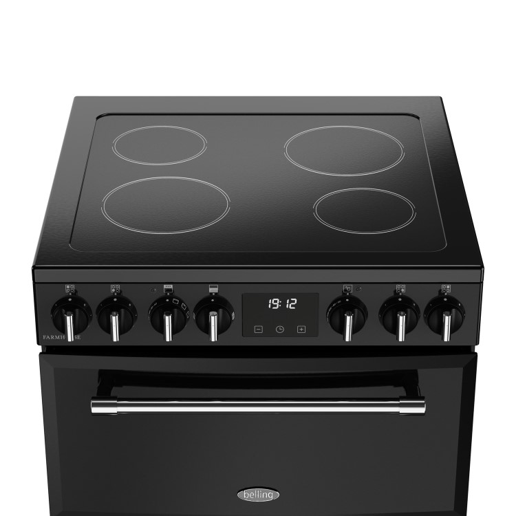 Refurbished Belling Farmhouse 444411810 60cm Electric Ceramic Cooker Black