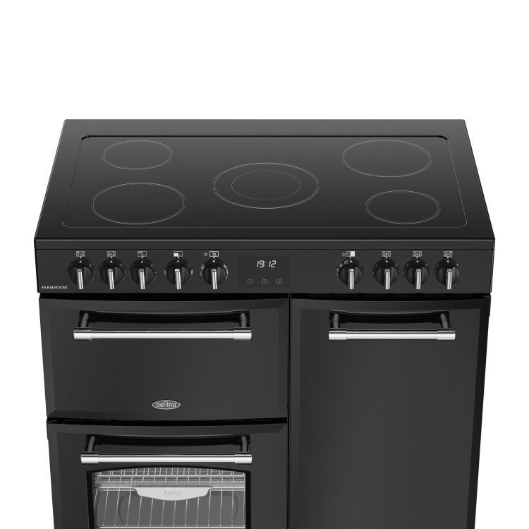 Refurbished Belling Farmhouse 444411817 90cm Electric Range Cooker Black