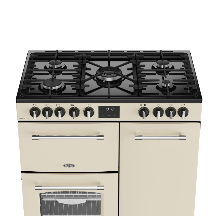 Refurbished Belling Farmhouse 444411821 90cm Dual Fuel Range Cooker