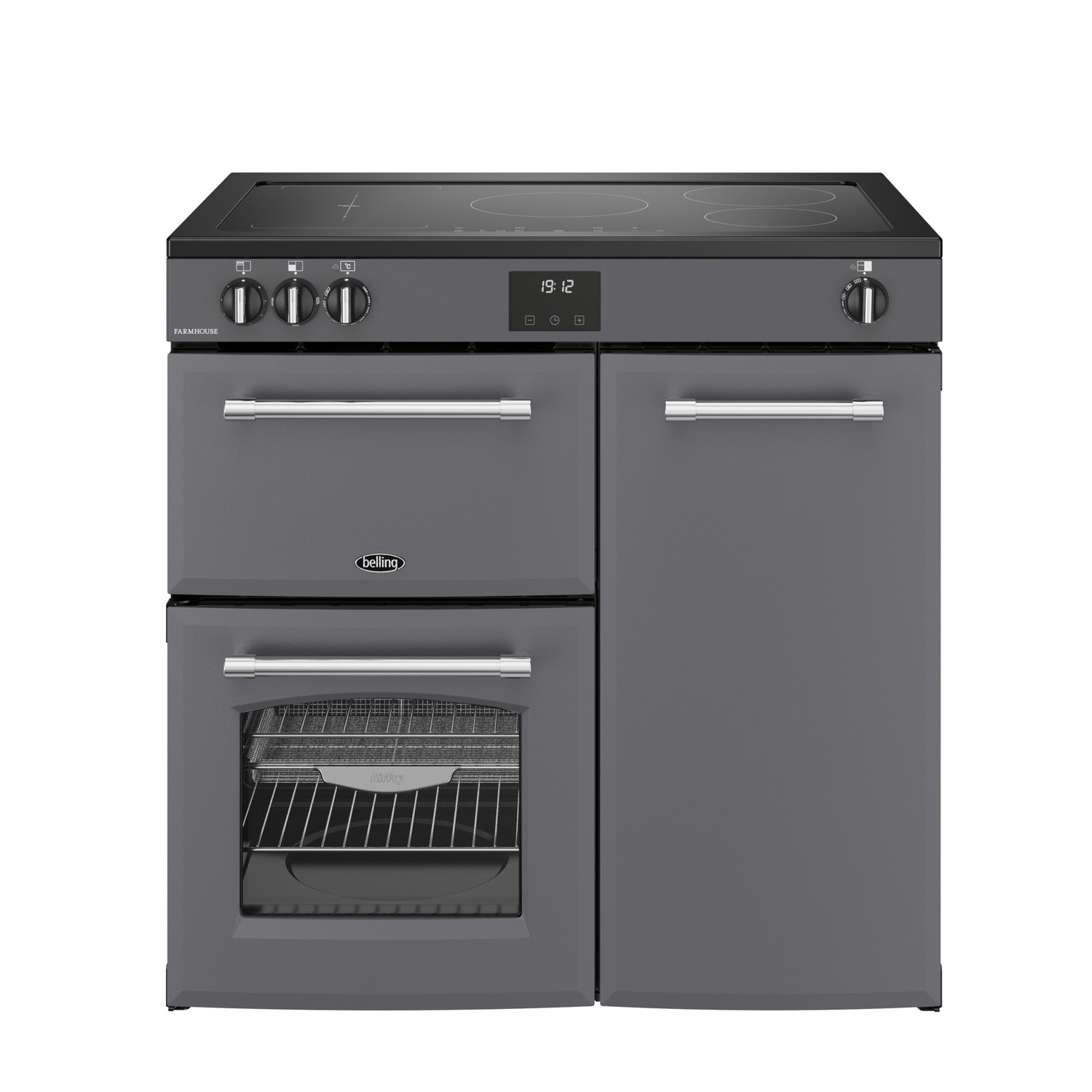 Belling Farmhouse 90cm Electric Induction Range Cooker - Grey