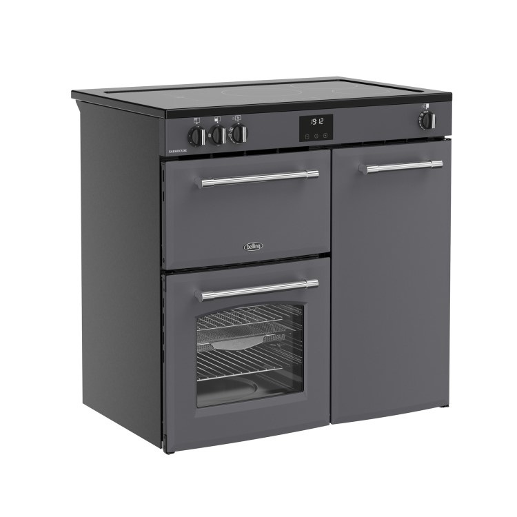 Belling Farmhouse 90cm Electric Induction Range Cooker - Grey