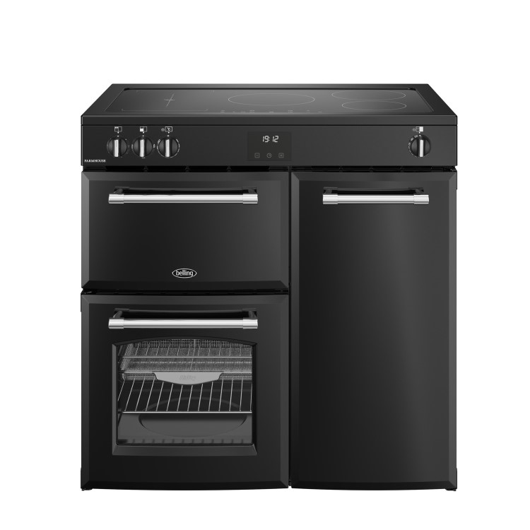 GRADE A2 - Belling Farmhouse 90cm Electric Induction Range Cooker - Black