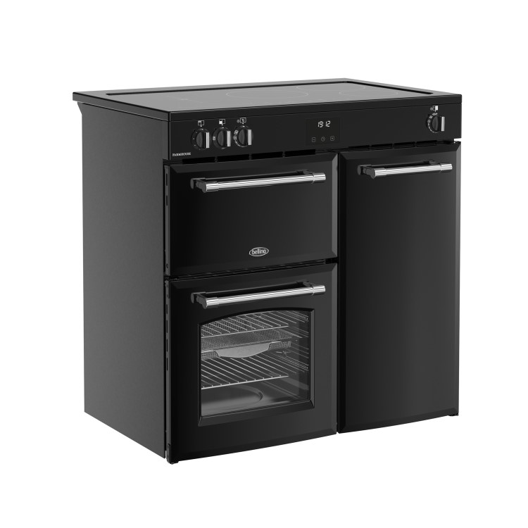 GRADE A2 - Belling Farmhouse 90cm Electric Induction Range Cooker - Black