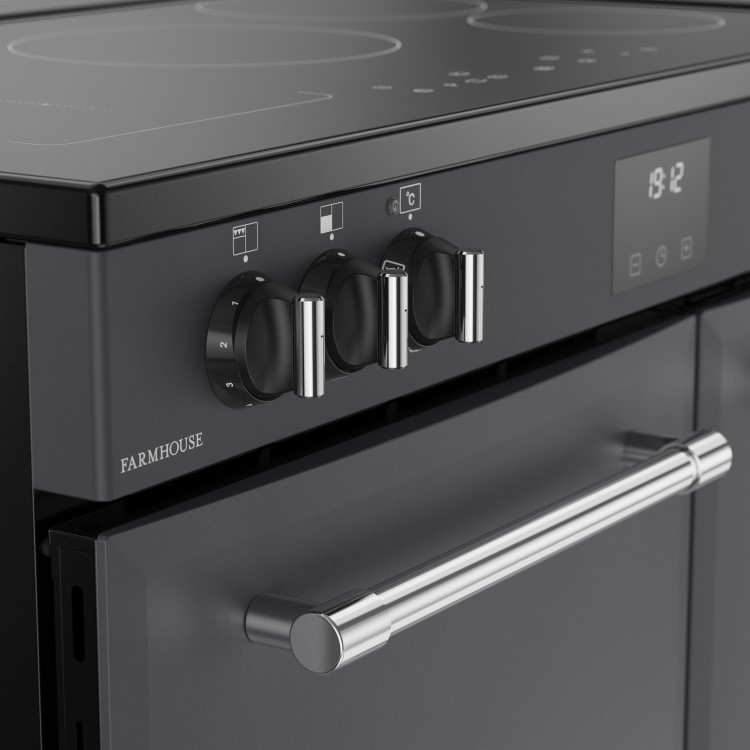 Belling Farmhouse 90cm Electric Induction Range Cooker - Grey