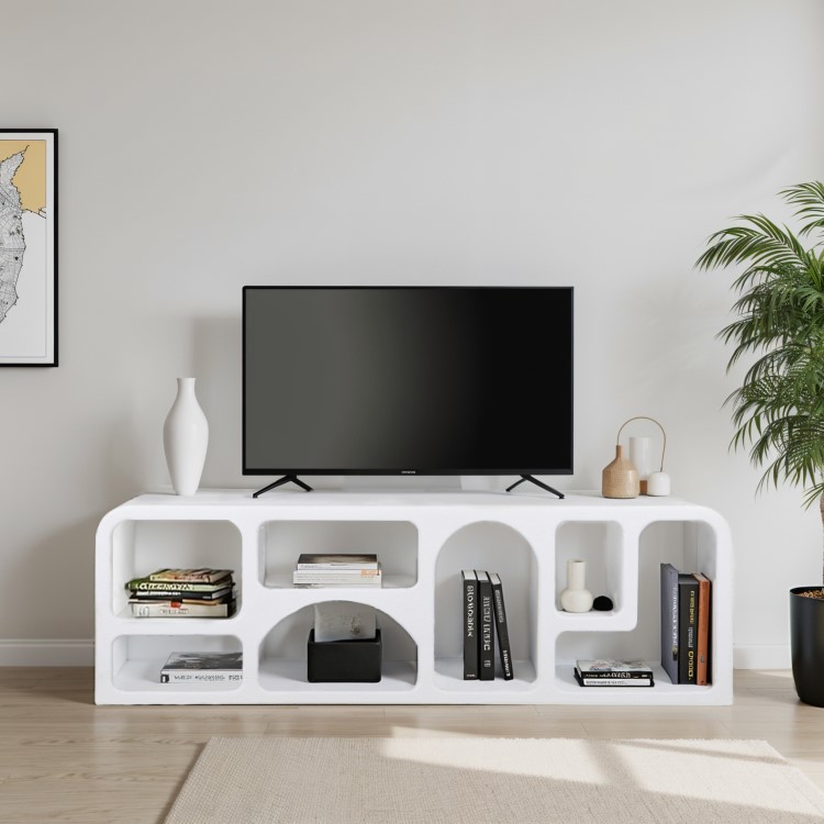 Geometric Large White TV Stand with Storage - TV's up to 55" - Geo