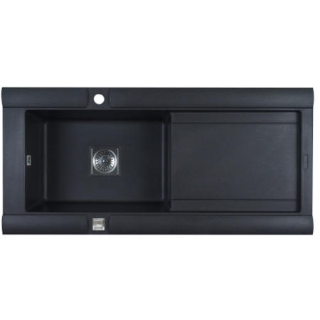 Astracast GE10RZHOMESK Geo 1.0 Bowl Reversible Drainer Granite ROK Composite Sink In Volcano Black