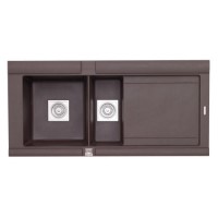 Astracast GE15RQHOMESKR Geo 1.5 Bowl Right Hand Drainer Granite ROK Composite Sink in Chocolate