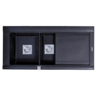 Astracast GE15RZHOMESKL Geo 1.5 Bowl Left Hand Drainer Granite ROK Composite Sink Volcano Black