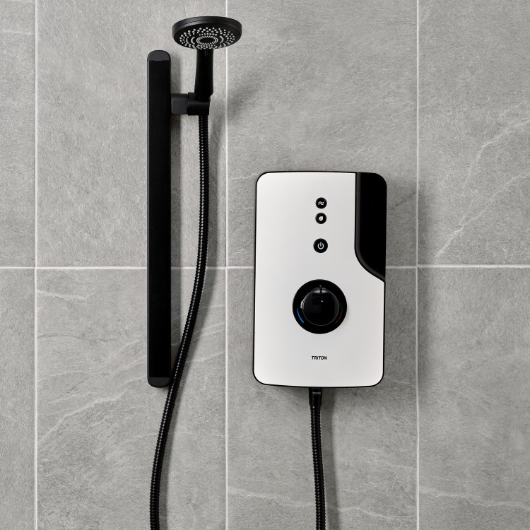 Triton Enlight 9.5kW Thermostatic Electric Shower with Back to Wall Kit - White