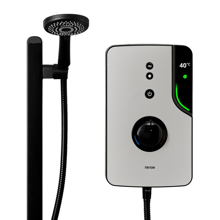 Triton Enlight  9.5kW Thermostatic Electric Shower with Back to Wall Kit - Grey