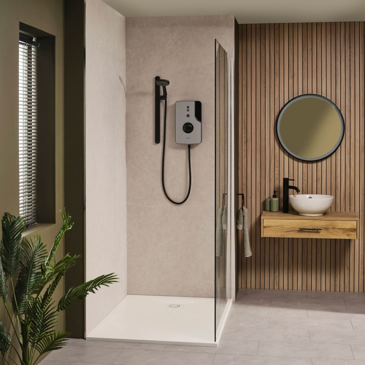 Triton Enlight  9.5kW Thermostatic Electric Shower with Back to Wall Kit - Grey