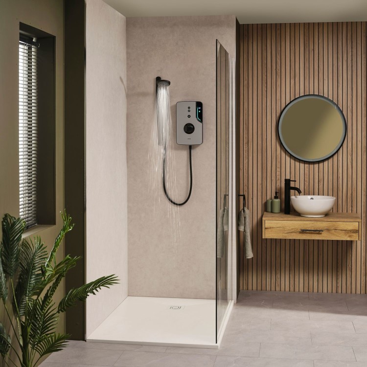 Triton Enlight  9.5kW Thermostatic Electric Shower with Back to Wall Kit - Grey