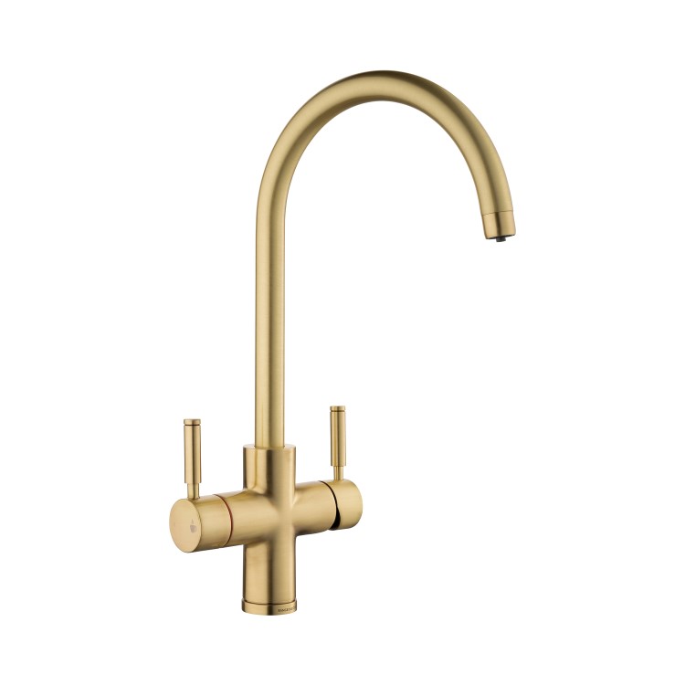 Rangemaster GEO Intense Round Brushed Brass 4 in 1 Instant Boiling Water Kitchen Tap