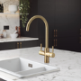 Rangemaster GEO Intense Round Brushed Brass 4 in 1 Boiling Water Kitchen Tap