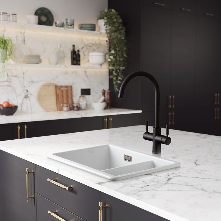 Rangemaster GEO Intense Round Matt Black 4 in 1 Instant Boiling Water Kitchen Tap