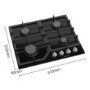 Hisense 60cm Gas on Glass 4 Burner Gas Hob - Black