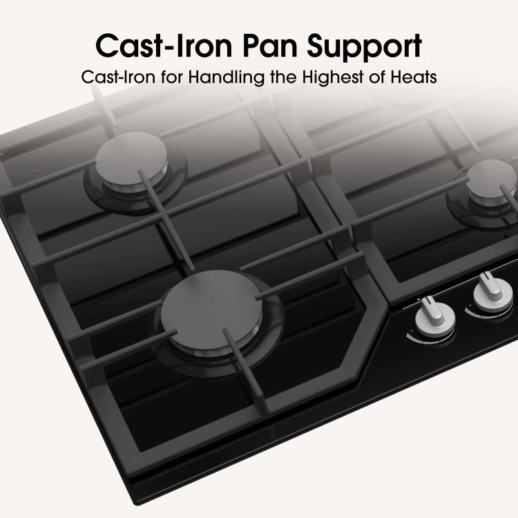 Hisense 60cm Gas on Glass 4 Burner Gas Hob - Black