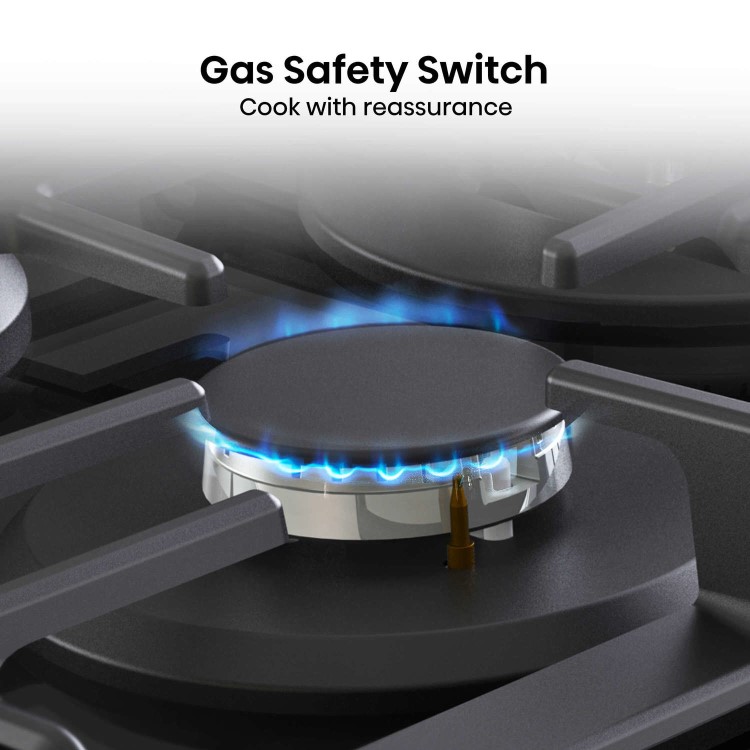 Hisense 60cm Gas on Glass 4 Burner Gas Hob - Black