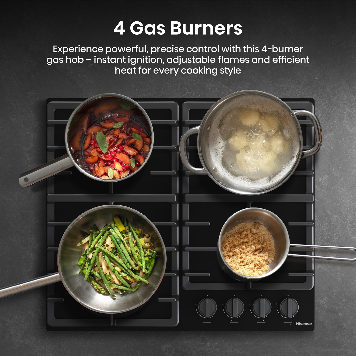 4 burner gas hob.