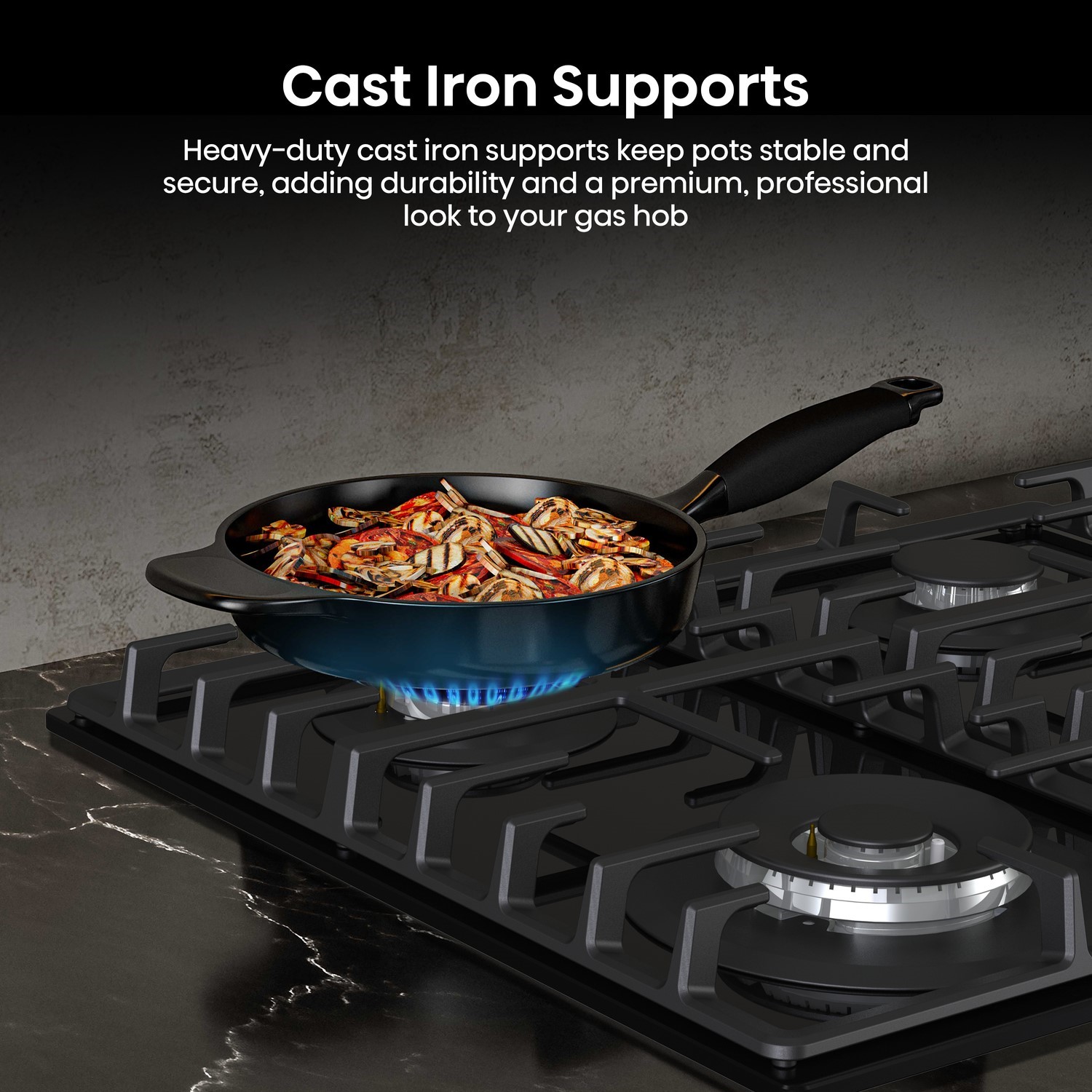 Cast iron pan stands.