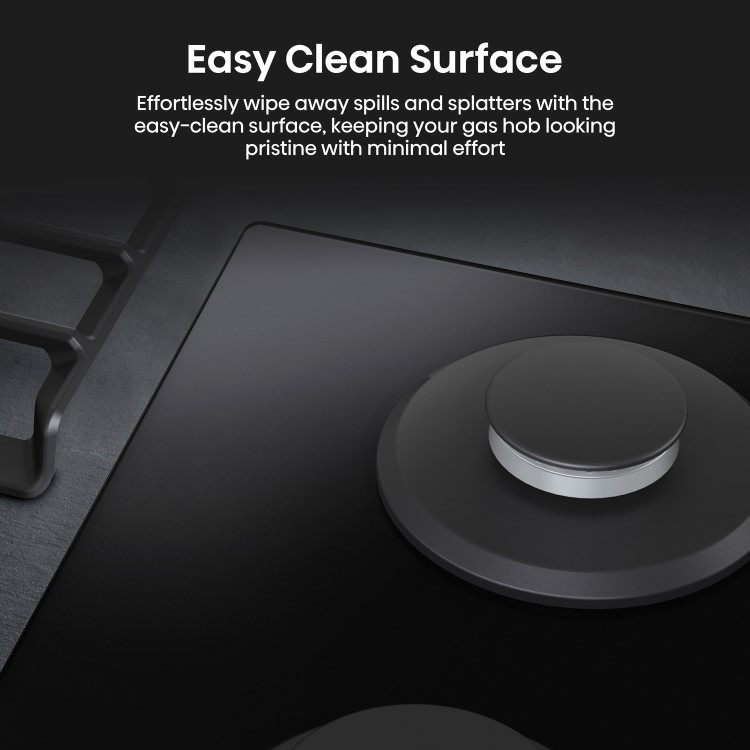 Hisense 60cm 4 Burner Gas on Glass Hob - Black