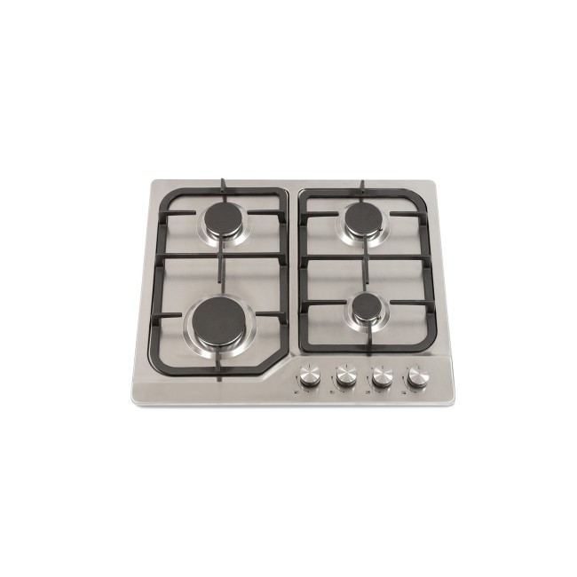 Montpellier GH61X 60cm Four Burner Gas Hob - Stainless Steel With Cast Iron Pan Supports
