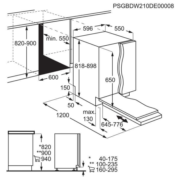 AEG 5000 AirDry Integrated Dishwasher - Black control panel